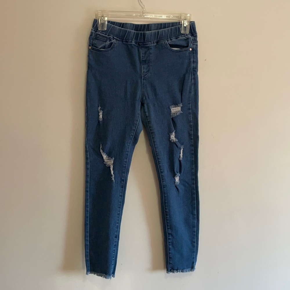 Lovesweet pull on distressed skinny jeans size large